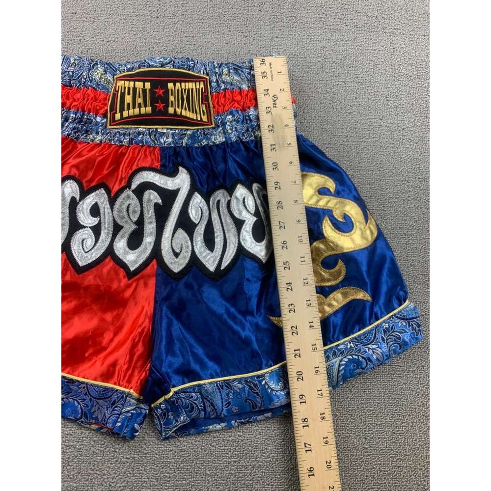 Mui Thai Boxing Shorts Men L Multi Elastic Waist Patch Thai Script Embroidery - Picture 5 of 6